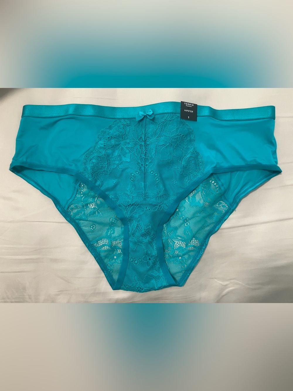 Torrid Lapis Blue Lace Lattice Back Hipster Panty Size 1 NWT